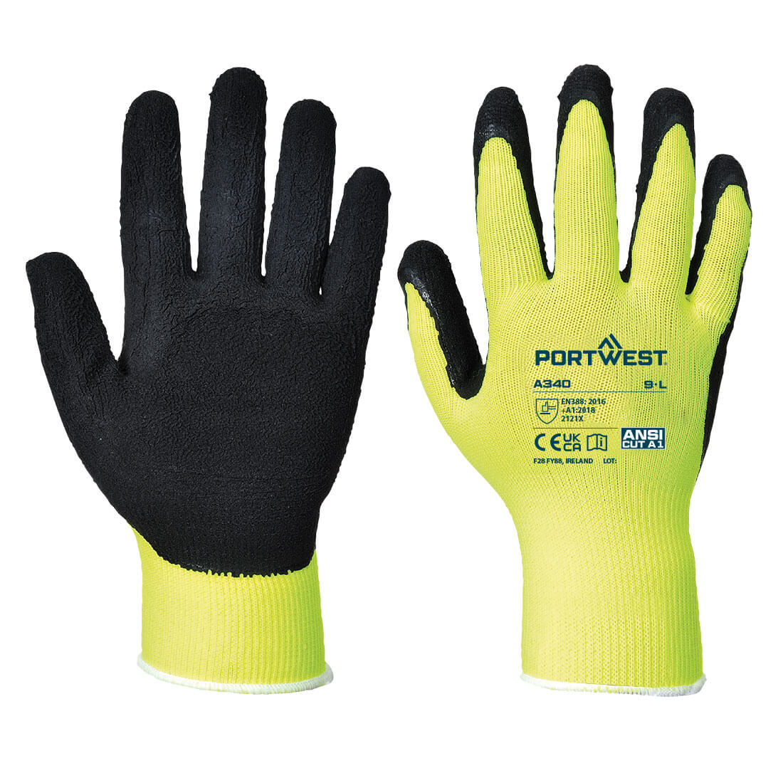 A340 Grip 13 Latex Foam Hi-Vis Glove Yellow A340 Grip 13 Latex Foam Hi-Vis Glove Yellow