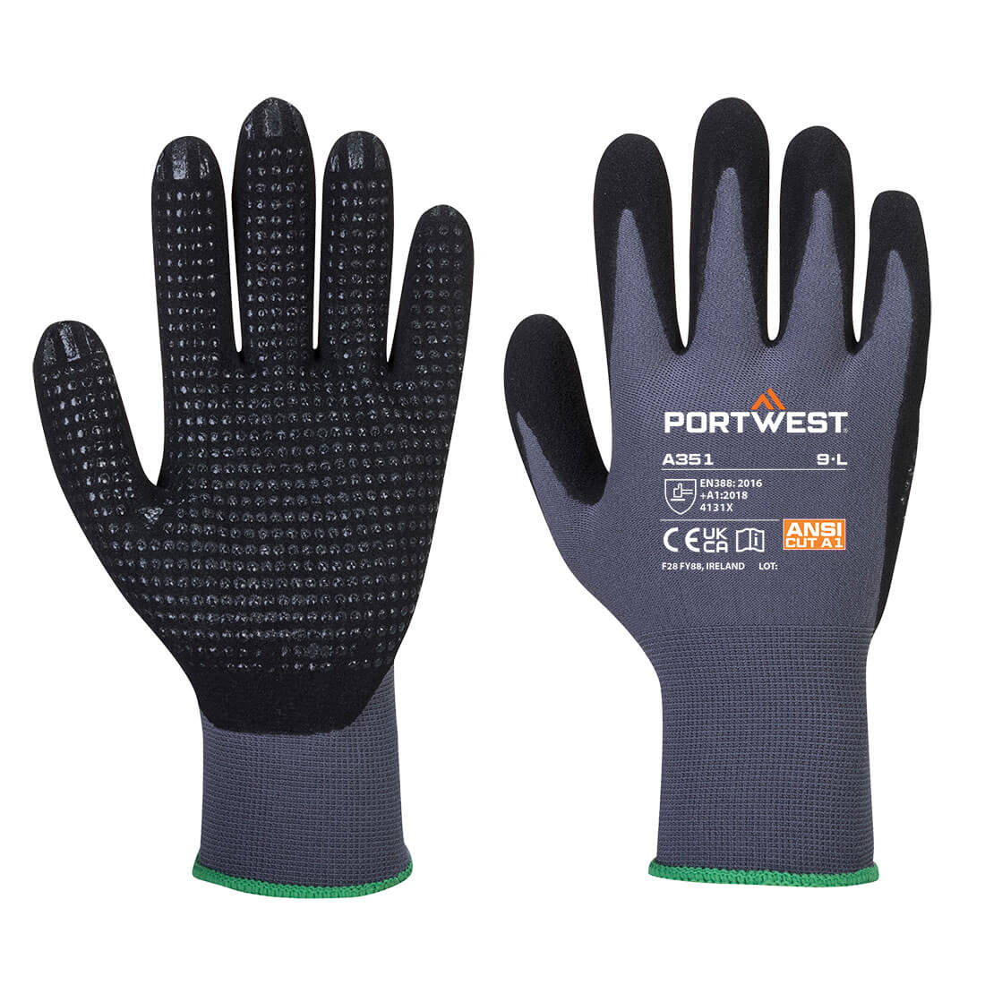 A351 Grip 15 Nitrile Sandy Dotted Glove Grey/Black