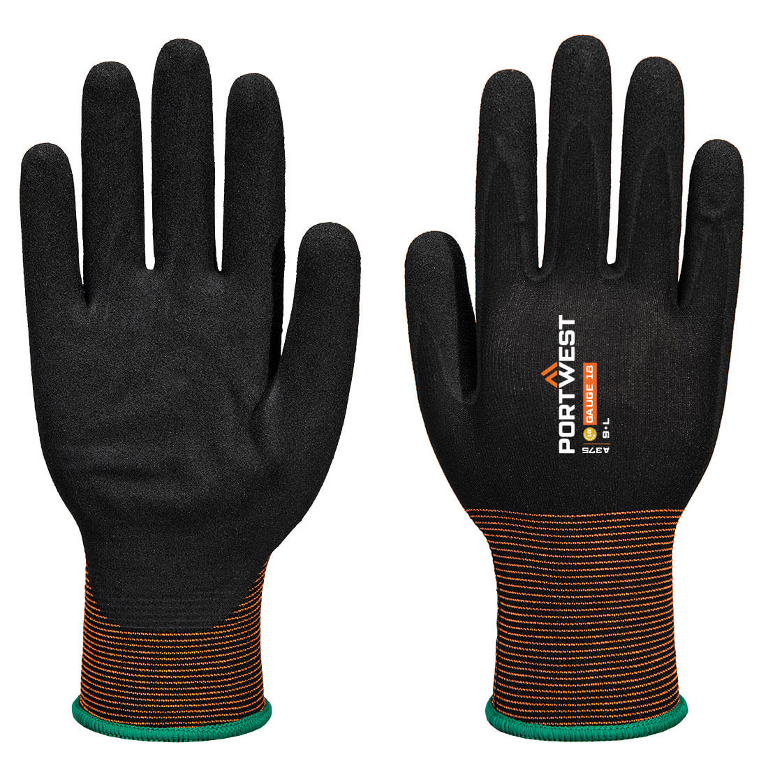 A375 GP Grip 18 Nitrile Smooth/Sandy Glove Black A375 GP Grip 18 Nitrile Smooth/Sandy Glove Black