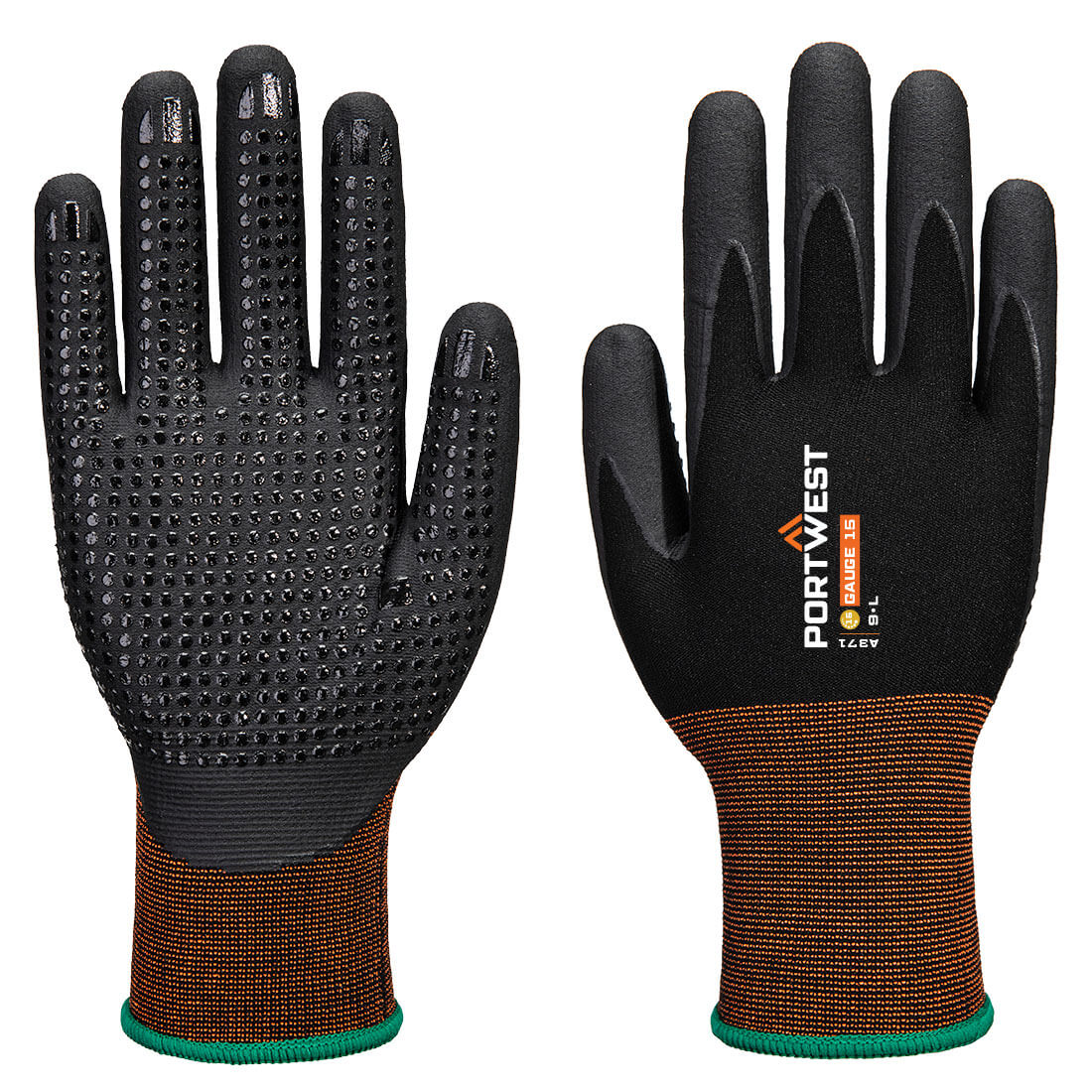 A371 GP Grip 15 Nitrile Micro Foam Dotted Glove Black A371 GP Grip 15 Nitrile Micro Foam Dotted Glove Black