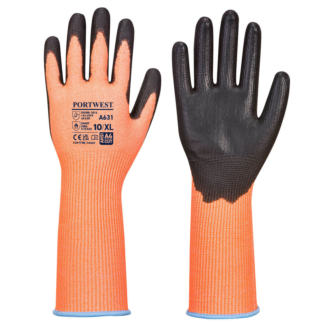 A631 Vis-Tex Cut Glove Long Cuff Orange/Black