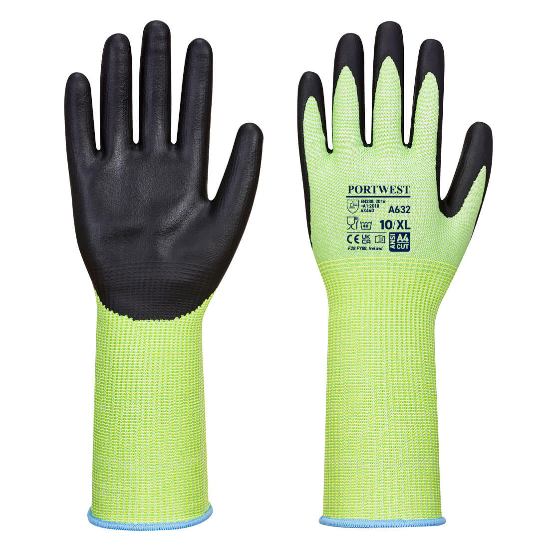 A632 Cut D13 Nitrile Green Long Cuff Glove Green/Black A632 Cut D13 Nitrile Green Long Cuff Glove Green/Black