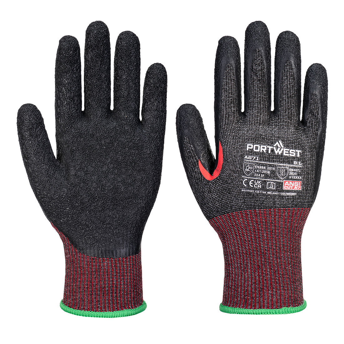 A671 CS Cut F13 Latex Glove Black