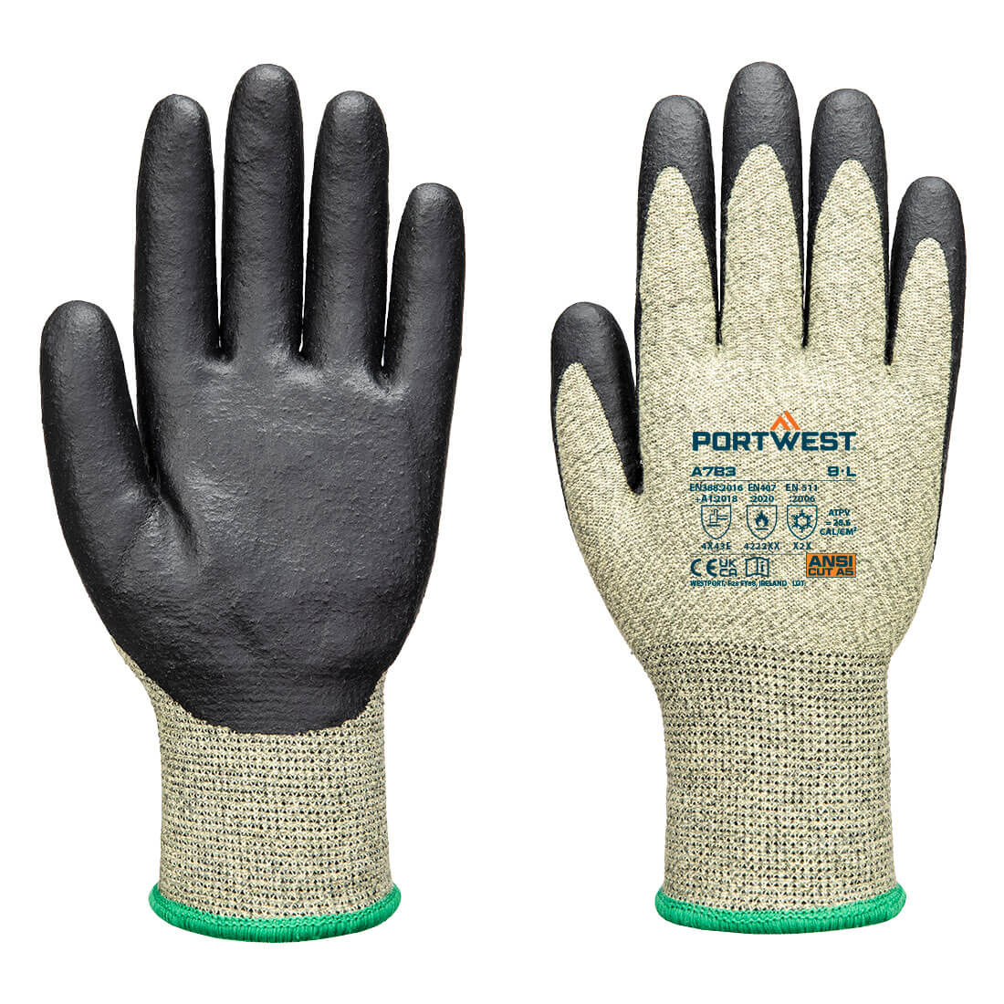 A783 Arc Cut F13 Level 3 Glove Green/Black A783 Arc Cut F13 Level 3 Glove Green/Black