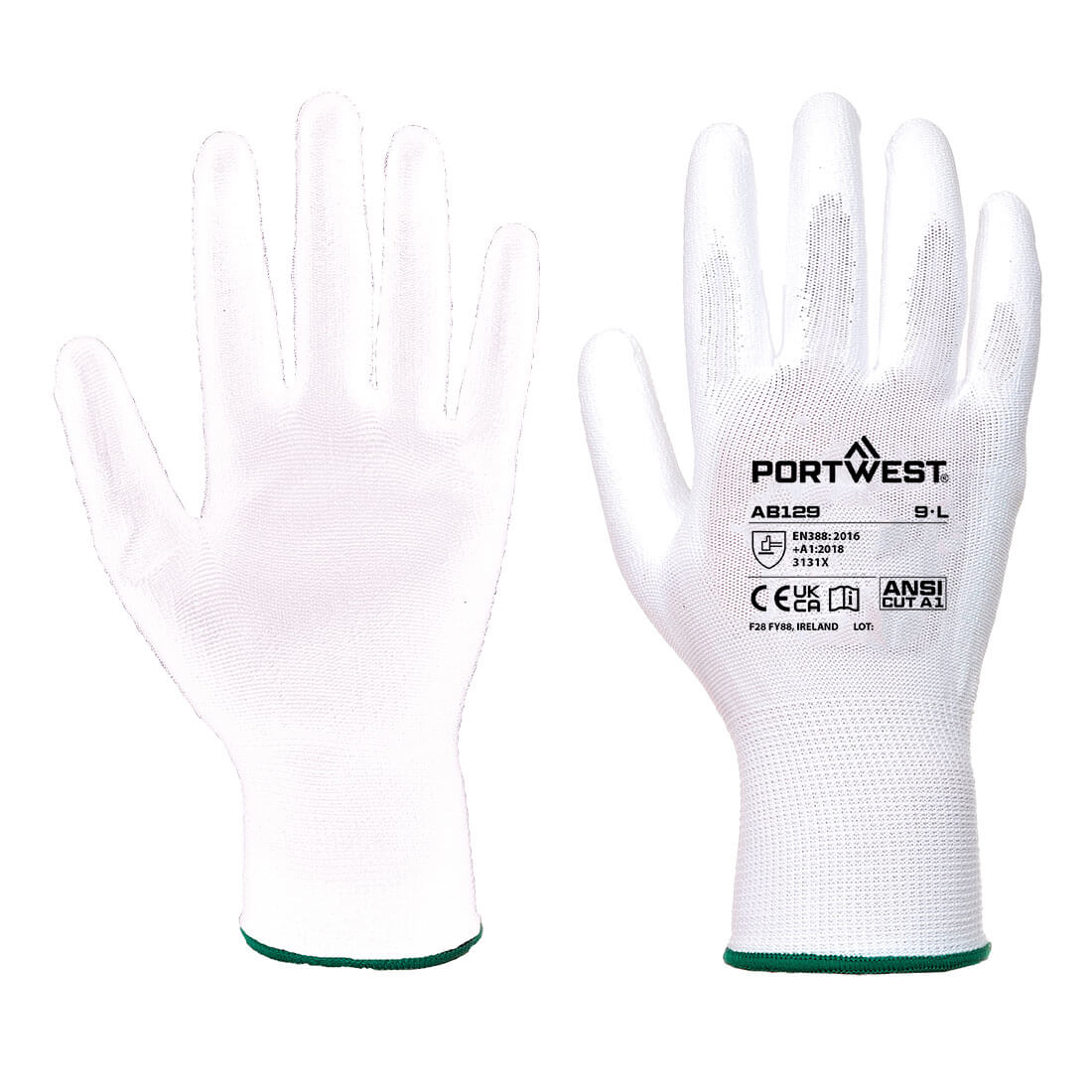 AB129 Grip 13 PU Palm Essential Full Box (288 Pairs) White AB129 Grip 13 PU Palm Essential Full Box (288 Pairs) White
