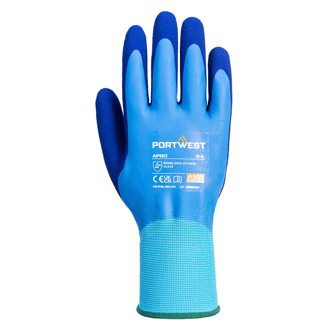 AP80 Grip 13 Latex Foam Aqua Glove Blue AP80 Grip 13 Latex Foam Aqua Glove Blue