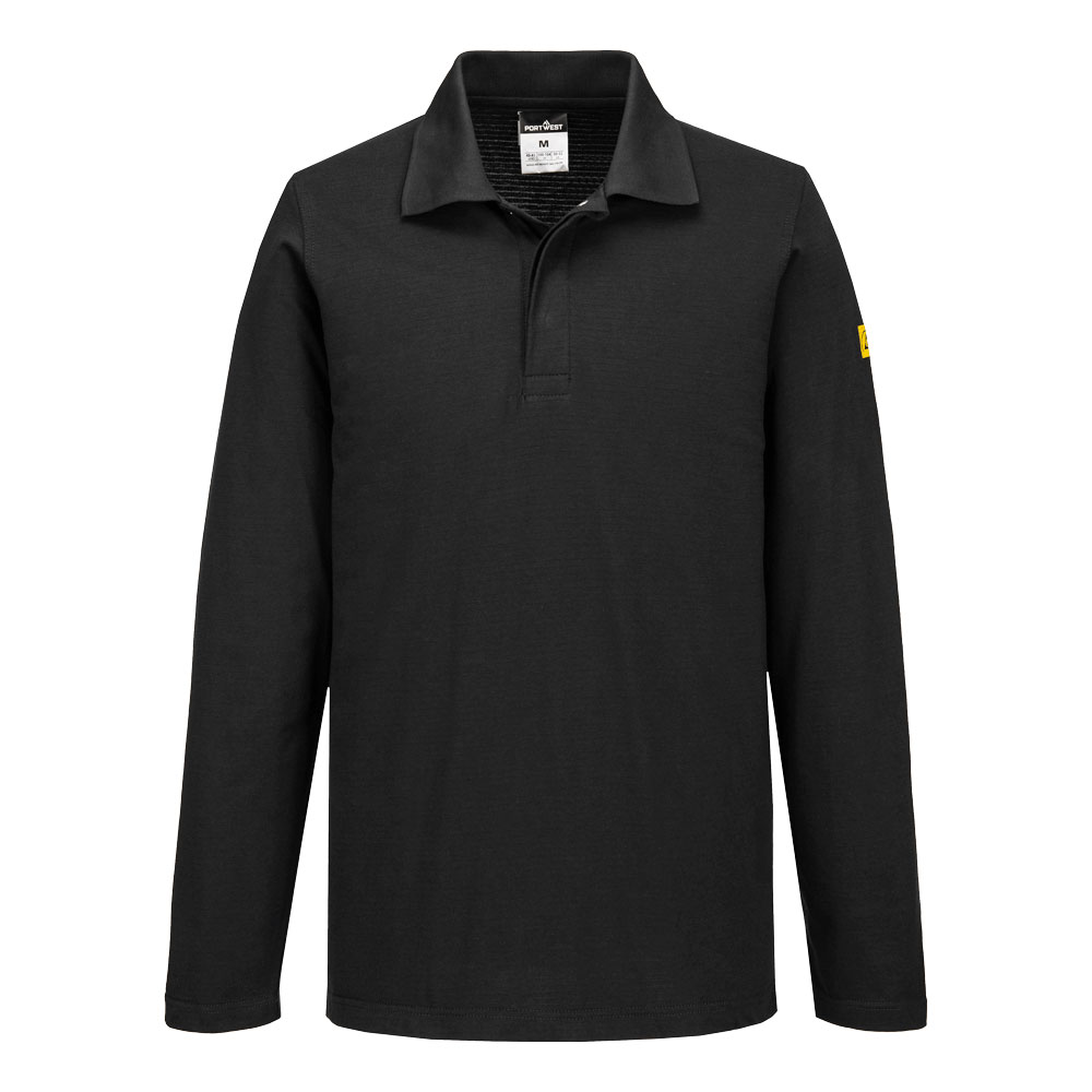 AS23 Anti-Static ESD Polo Shirt L/S Black AS23 Anti-Static ESD Polo Shirt L/S Black