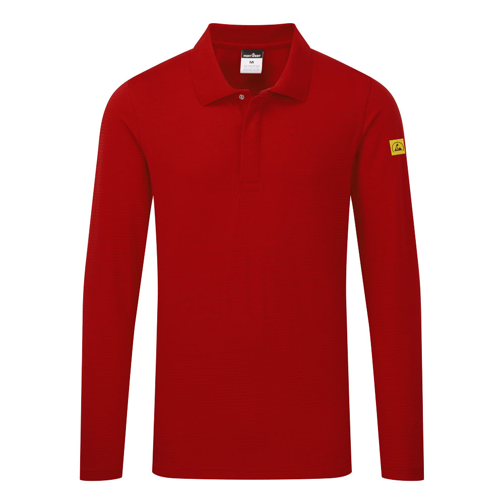 AS23 Anti-Static ESD Polo Shirt L/S Deep Red