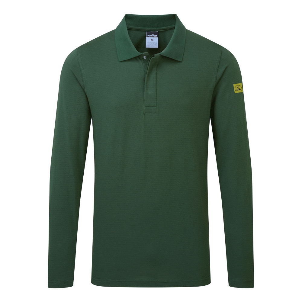 AS23 Anti-Static ESD Polo Shirt L/S Forest Green
