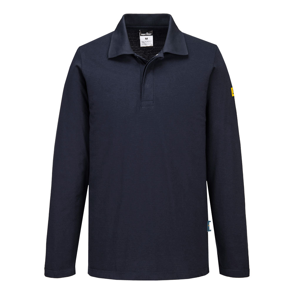 AS23 Anti-Static ESD Polo Shirt L/S Navy AS23 Anti-Static ESD Polo Shirt L/S Navy