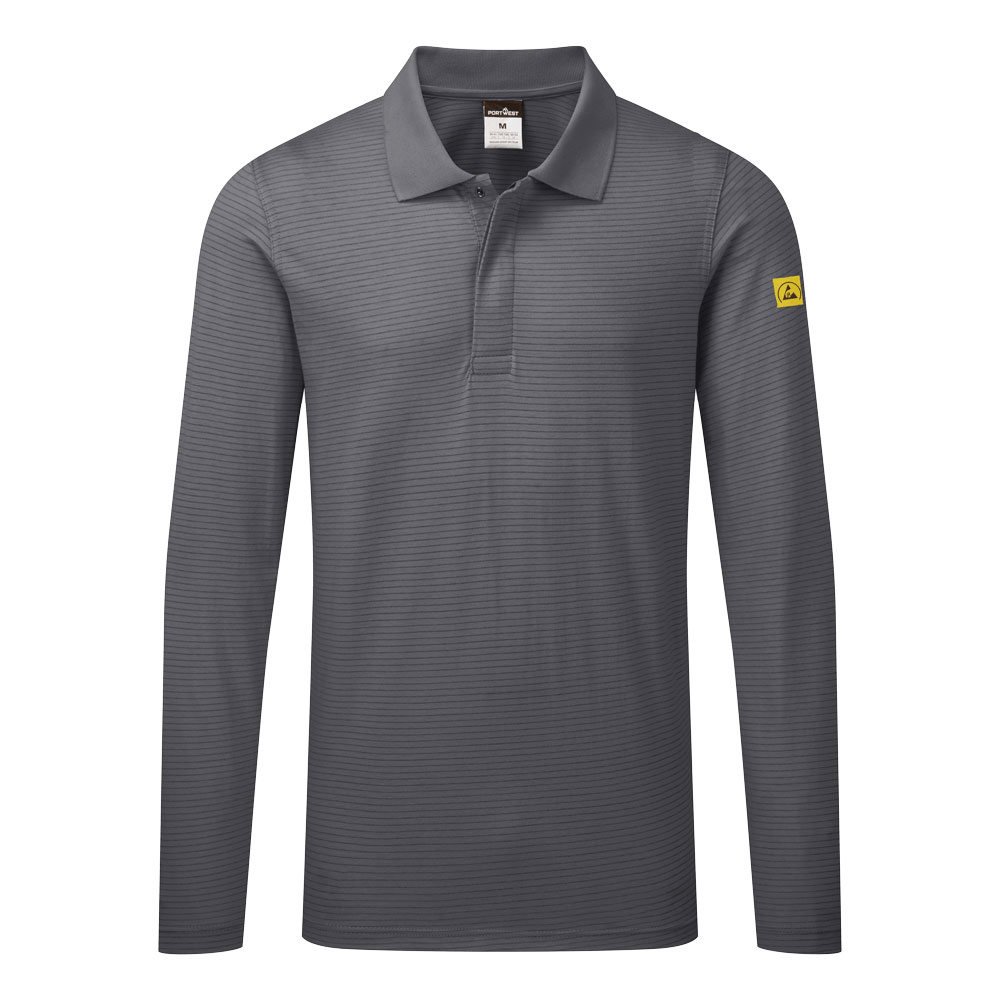 AS23 Anti-Static ESD Polo Shirt L/S Zoom Grey AS23 Anti-Static ESD Polo Shirt L/S Zoom Grey