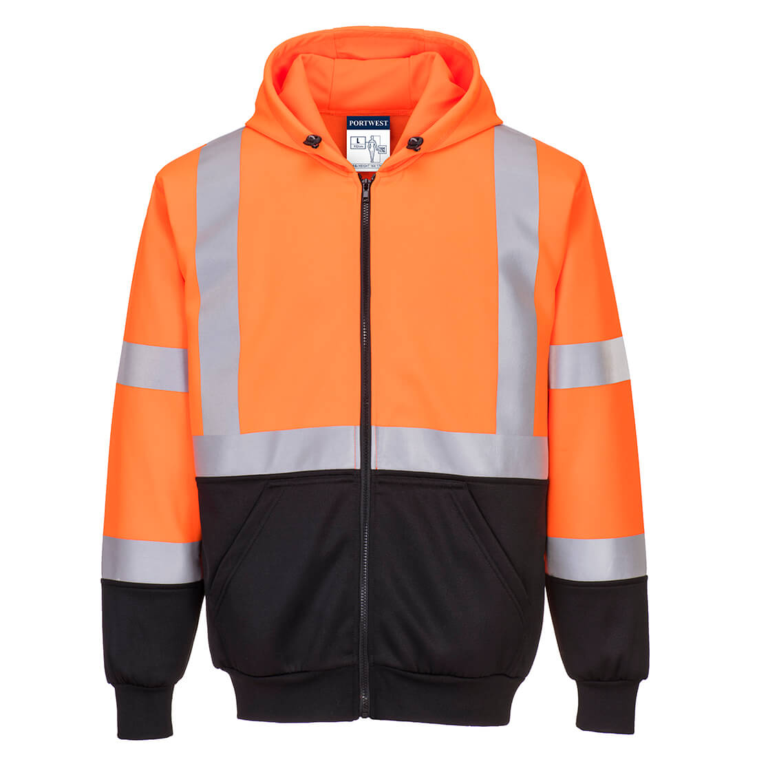 B315 Hi-Vis Contrast Zipped Hoodie Orange/Black B315 Hi-Vis Contrast Zipped Hoodie Orange/Black