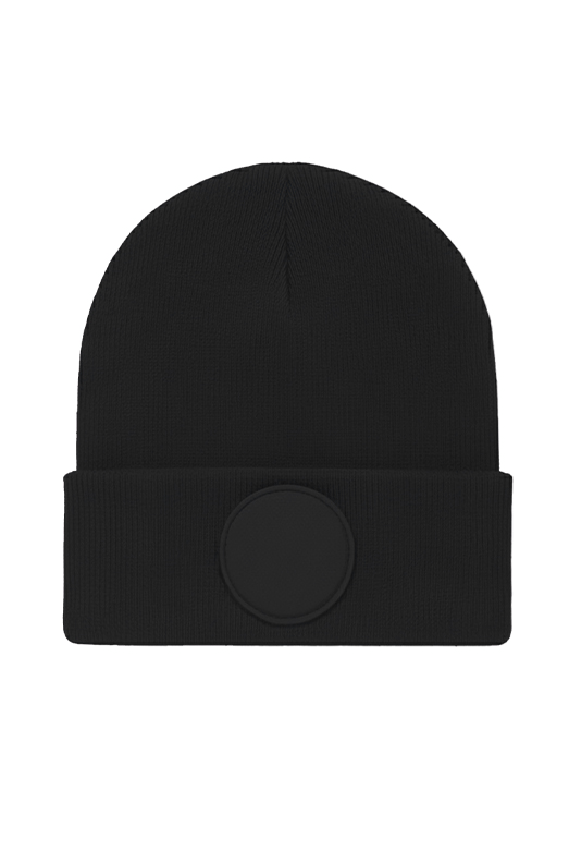UC412 Black Circular Patch Beanie