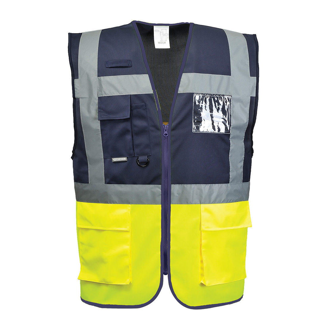 C276 Paris Hi-Vis Contrast Executive Vest Yellow/Navy