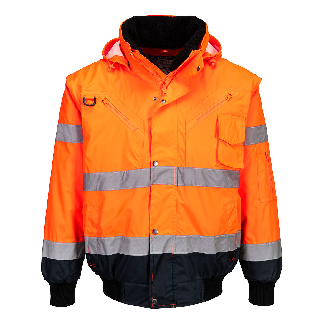 C465 Hi-Vis 3-in-1 Contrast Bomber Jacket Orange/Navy C465 Hi-Vis 3-in-1 Contrast Bomber Jacket Orange/Navy