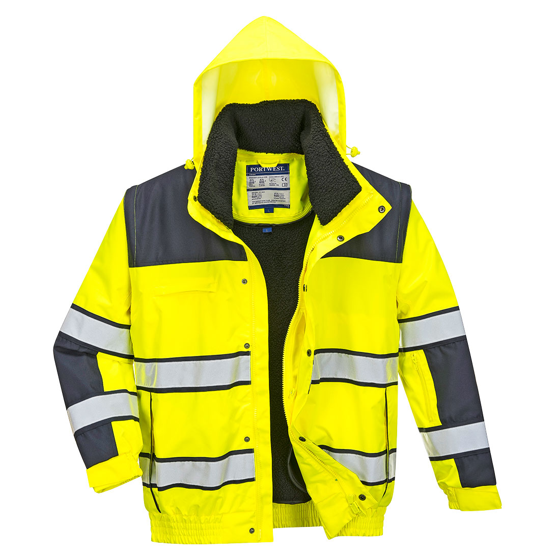 C466 Hi-Vis 3-in-1 Contrast Winter Bomber Jacket Yellow/Navy C466 Hi-Vis 3-in-1 Contrast Winter Bomber Jacket Yellow/Navy