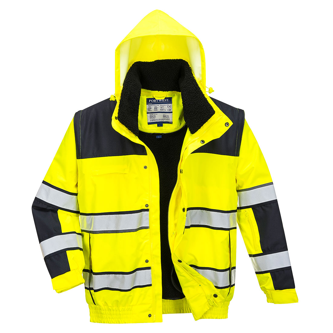 C466 Hi-Vis 3-in-1 Contrast Winter Bomber Jacket Yellow/Black C466 Hi-Vis 3-in-1 Contrast Winter Bomber Jacket Yellow/Black