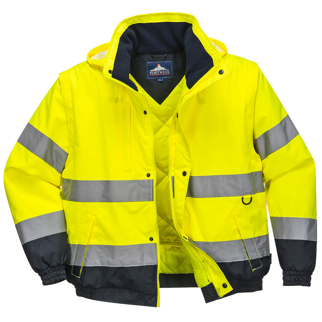 C468 Hi-Vis 2-in-1 Contrast Bomber Jacket Yellow C468 Hi-Vis 2-in-1 Contrast Bomber Jacket Yellow