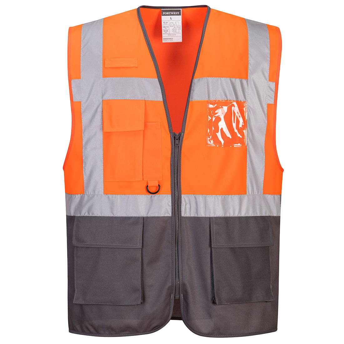 C476 Warsaw Hi-Vis Contrast Executive Vest Orange/Grey