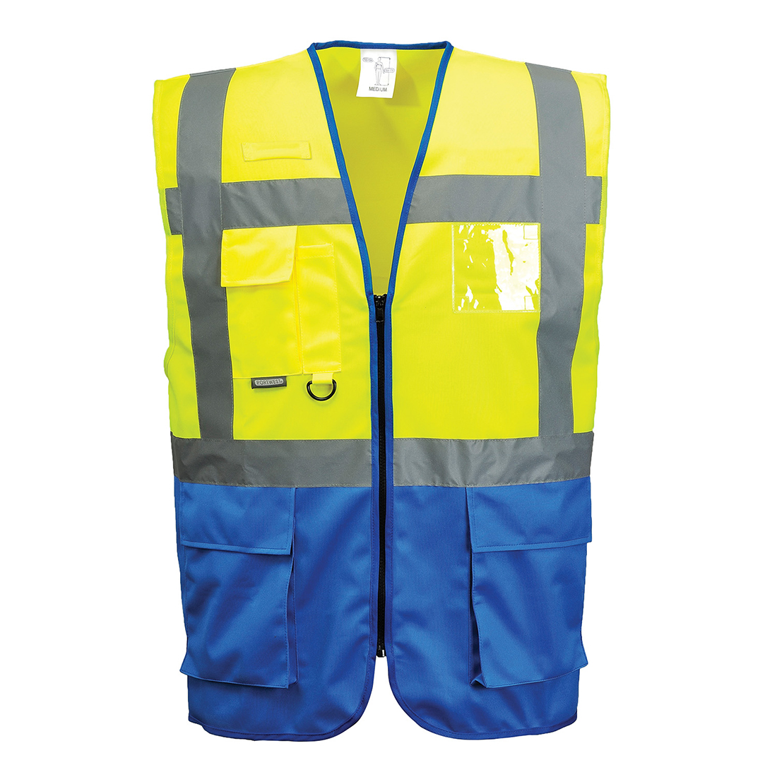 C476 Warsaw Hi-Vis Contrast Executive Vest Yellow/Royal C476 Warsaw Hi-Vis Contrast Executive Vest Yellow/Royal