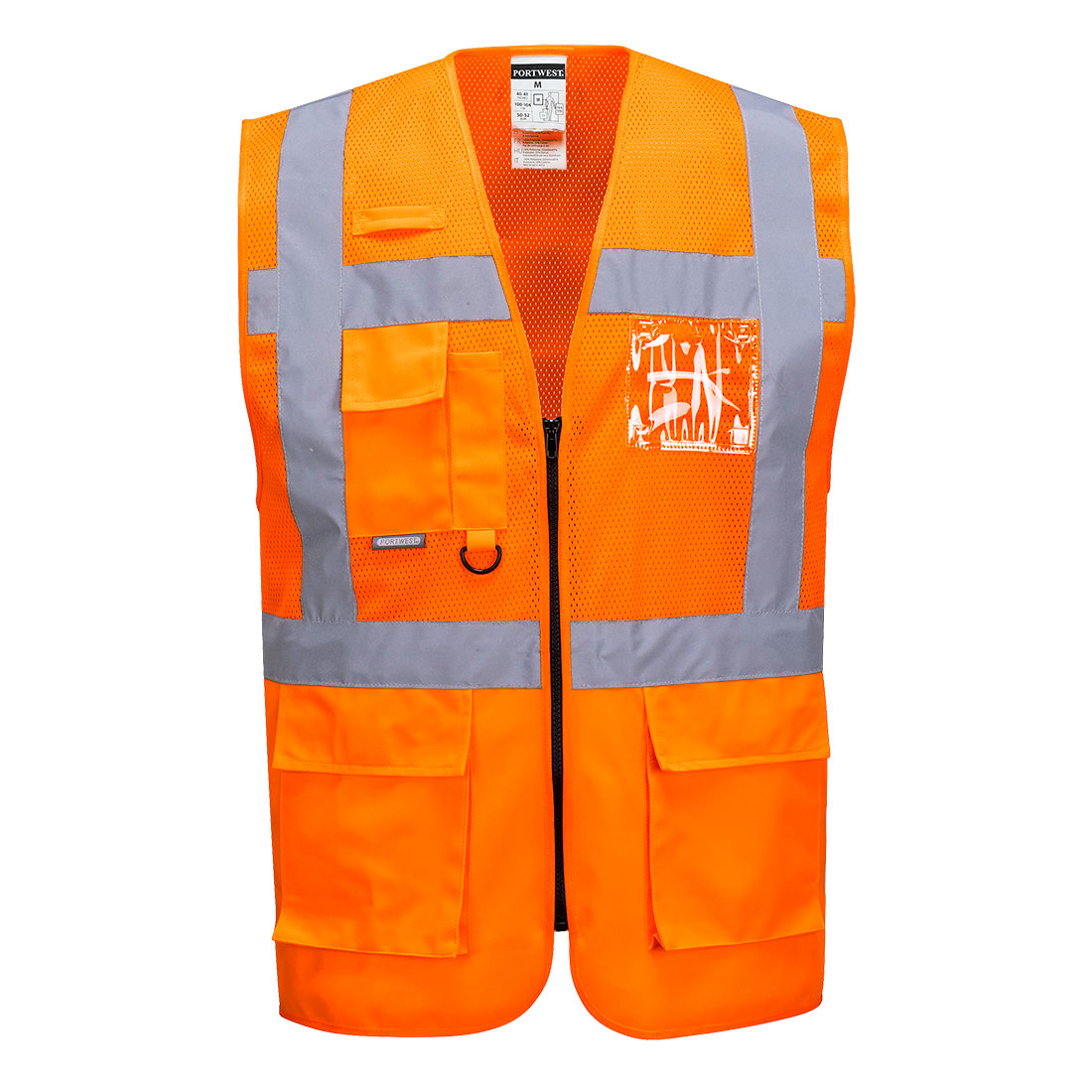 C496 Madrid Hi-Vis Half Mesh Executive Vest Orange C496 Madrid Hi-Vis Half Mesh Executive Vest Orange