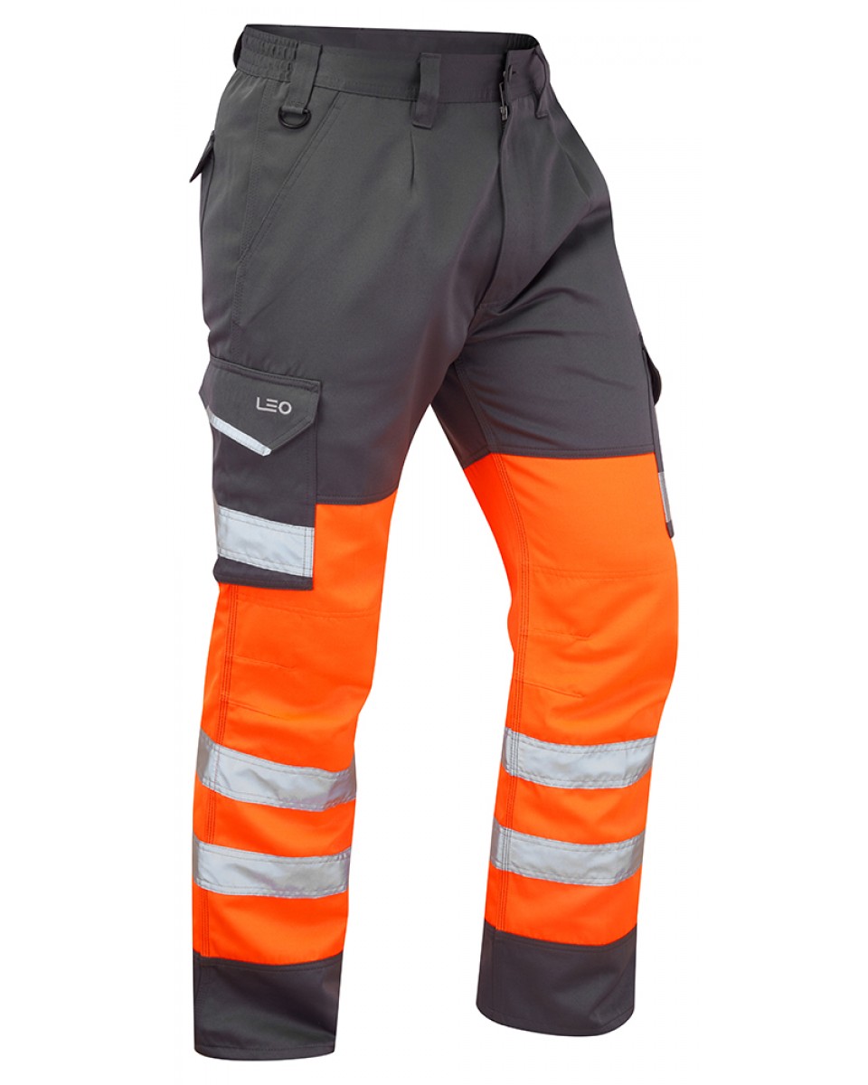 BIDEFORD ISO 20471 Cl 1 Poly/Cotton Cargo Trouser HV ORANGE/GREY
