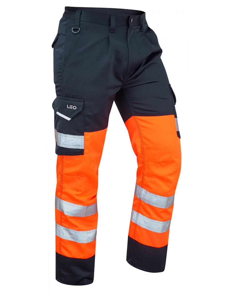 BIDEFORD ISO 20471 Cl 1 Poly/Cotton Cargo Trouser HV ORANGE/NAVY