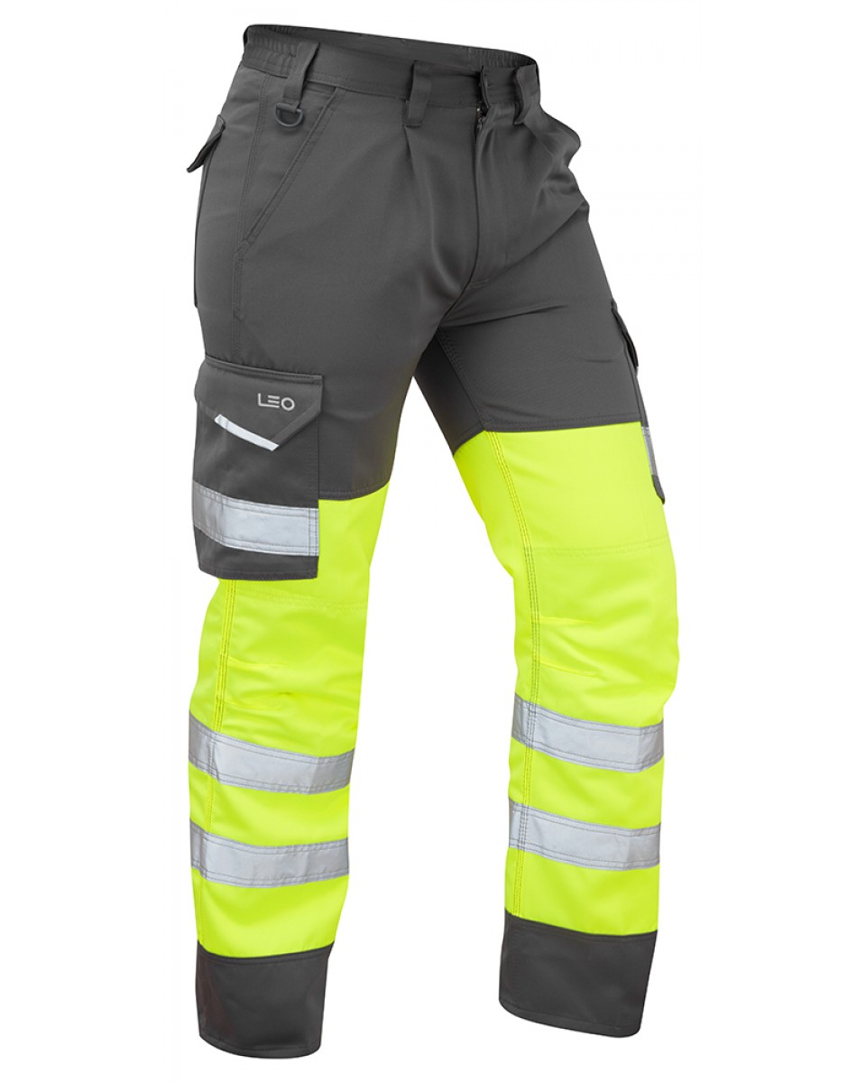 BIDEFORD ISO 20471 Cl 1 Poly/Cotton Cargo Trouser HV YELLOW/GREY