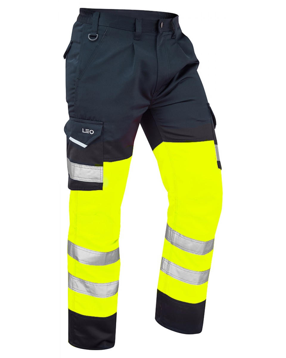BIDEFORD ISO 20471 Cl 1 Poly/Cotton Cargo Trouser HV YELLOW/NAVY