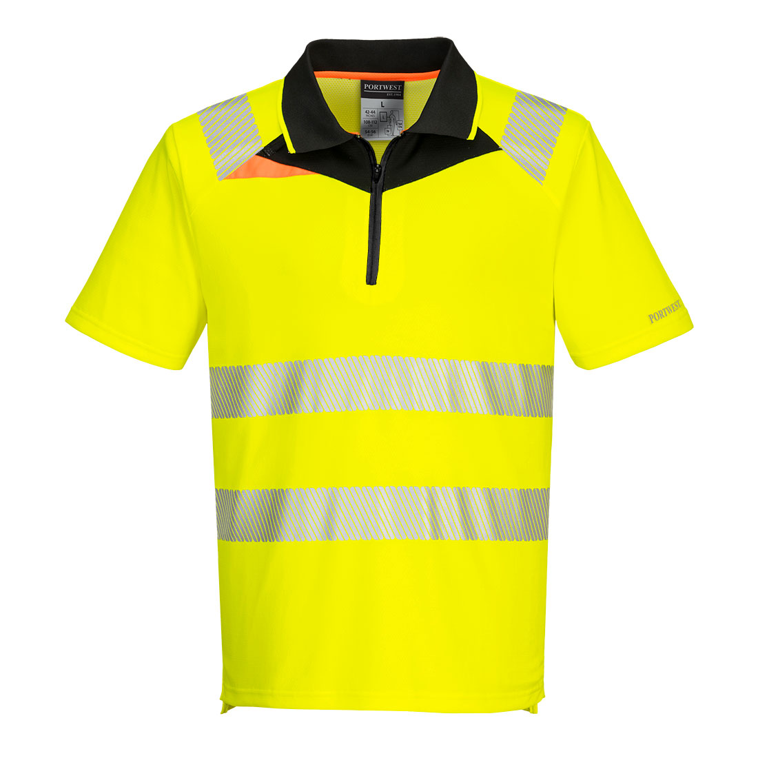 DX412 DX4 Hi-Vis Zip Polo Shirt S/S Yellow/Black DX412 DX4 Hi-Vis Zip Polo Shirt S/S Yellow/Black
