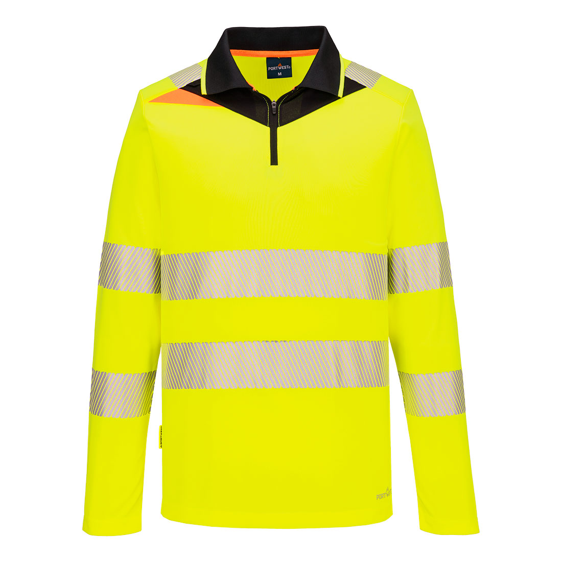 DX419 DX4 Hi-Vis Zip Polo Shirt L/S Yellow/Black