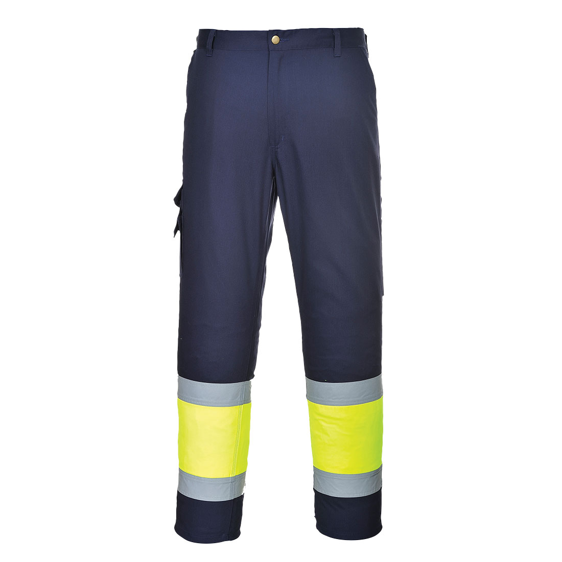 E049 Hi-Vis Contrast Class 1 Service Trousers Yellow/Navy E049 Hi-Vis Contrast Class 1 Service Trousers Yellow/Navy
