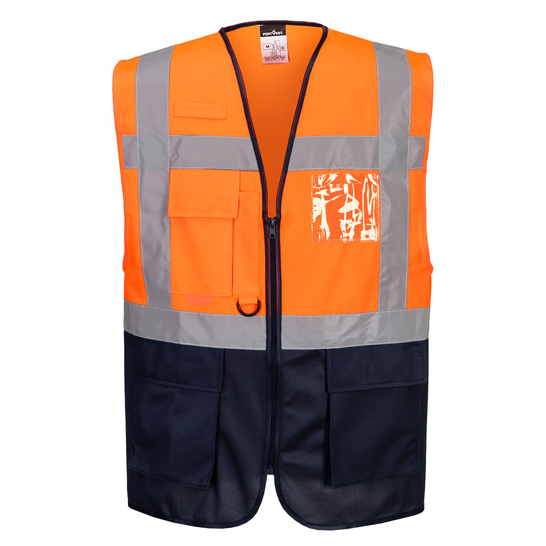 ES076 ES1 Essential Hi-Vis Contrast Executive Vest Orange/Navy ES076 ES1 Essential Hi-Vis Contrast Executive Vest Orange/Navy