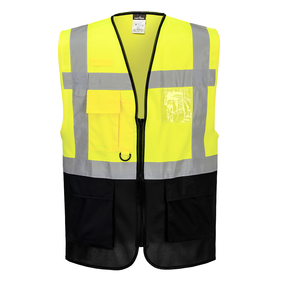 ES076 ES1 Essential Hi-Vis Contrast Executive Vest Yellow/Navy ES076 ES1 Essential Hi-Vis Contrast Executive Vest Yellow/Navy