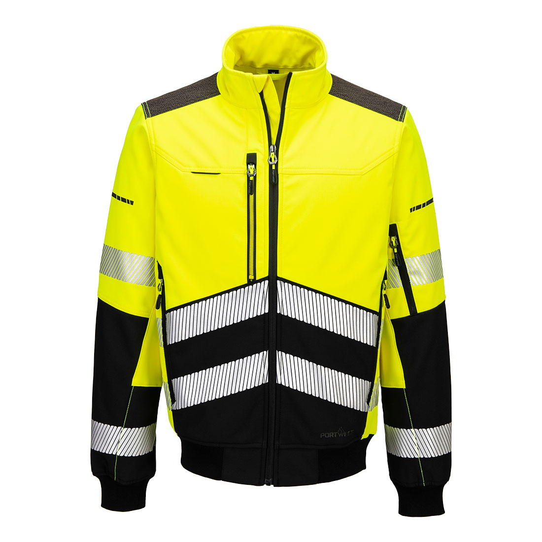 EV468 EV4 Hi-Vis Softshell Bomber (3L) Yellow/Black