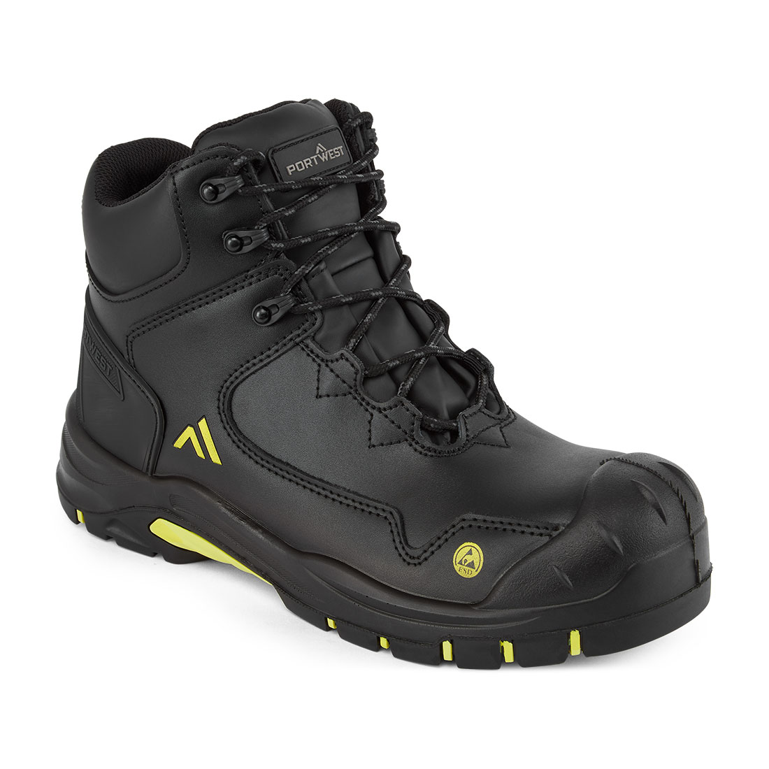 FC18 Composite Action Leather Mid Boot S3S ESD HRO SR SC FO Black/Yellow FC18 Composite Action Leather Mid Boot S3S ESD HRO SR SC FO Black/Yellow