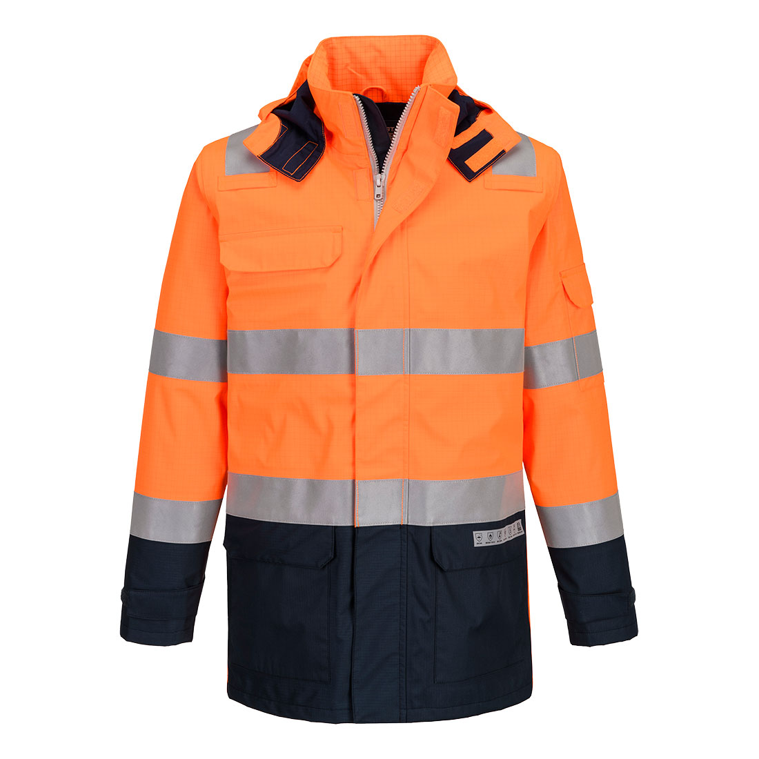 FR605 Bizflame Rain+ Hi-Vis Multi-Norm Contrast FR Jacket Orange/Navy FR605 Bizflame Rain+ Hi-Vis Multi-Norm Contrast FR Jacket Orange/Navy
