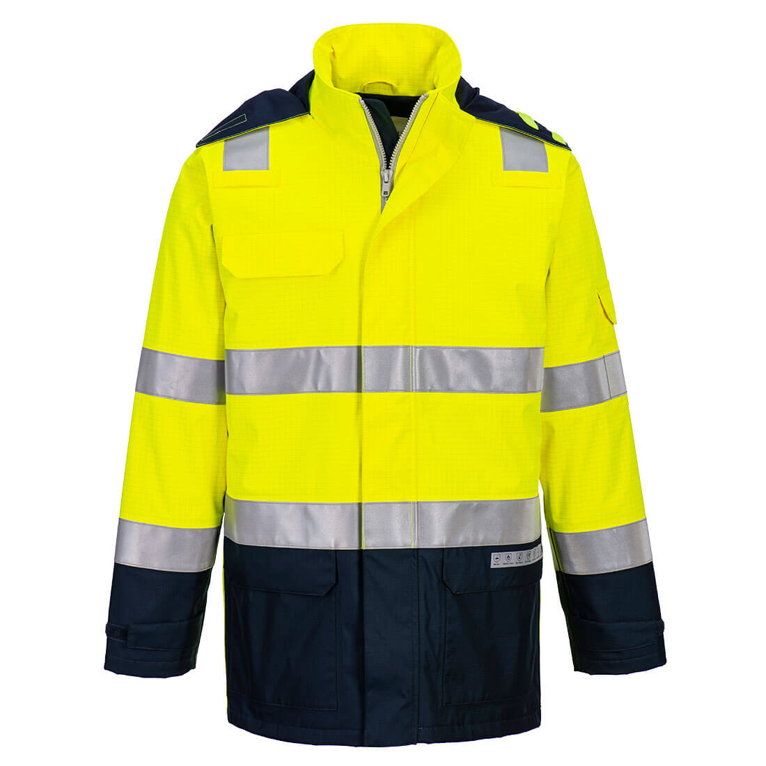 FR605 Bizflame Rain+ Hi-Vis Multi-Norm Contrast FR Jacket Yellow/Navy FR605 Bizflame Rain+ Hi-Vis Multi-Norm Contrast FR Jacket Yellow/Navy