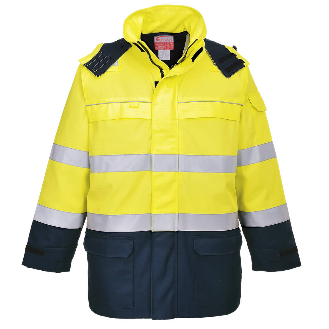FR79 Bizflame Rain+ Hi-Vis Multi-Norm Constrast FR Jacket Yellow/Navy FR79 Bizflame Rain+ Hi-Vis Multi-Norm Constrast FR Jacket Yellow/Navy