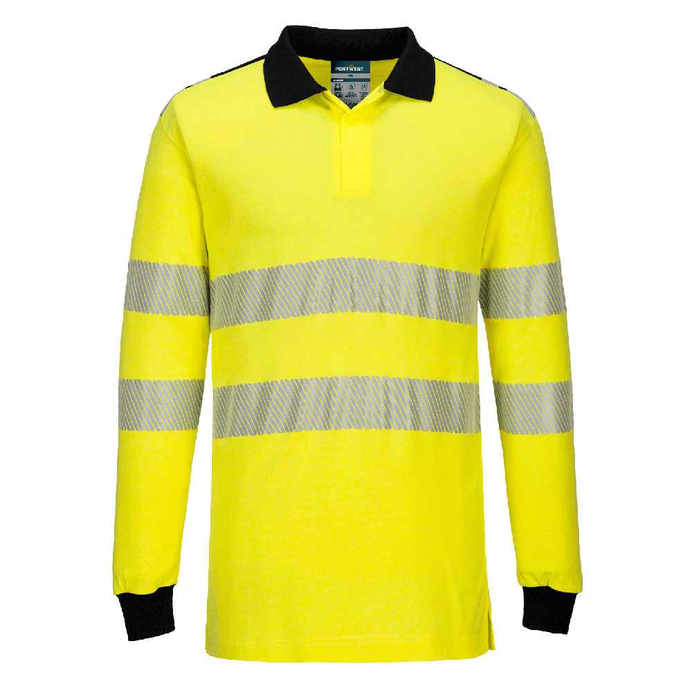 FR702 PW3 Modaflame Knit Hi-Vis FR Long Sleeve Polo Shirt Yellow/Black FR702 PW3 Modaflame Knit Hi-Vis FR Long Sleeve Polo Shirt Yellow/Black