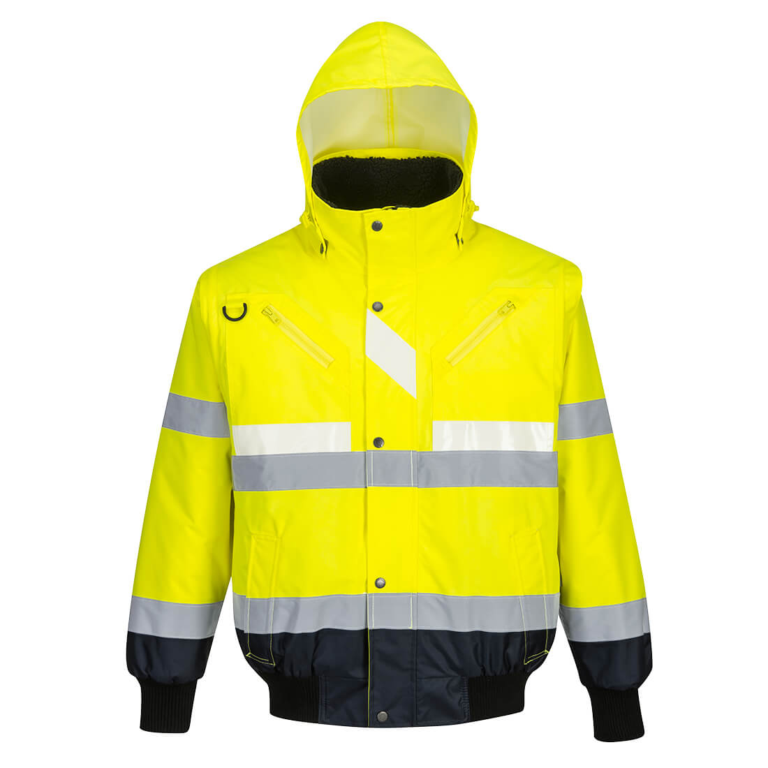 G465 Glowtex Hi-Vis 3-in-1 Contrast Bomber Jacket Yellow/Navy