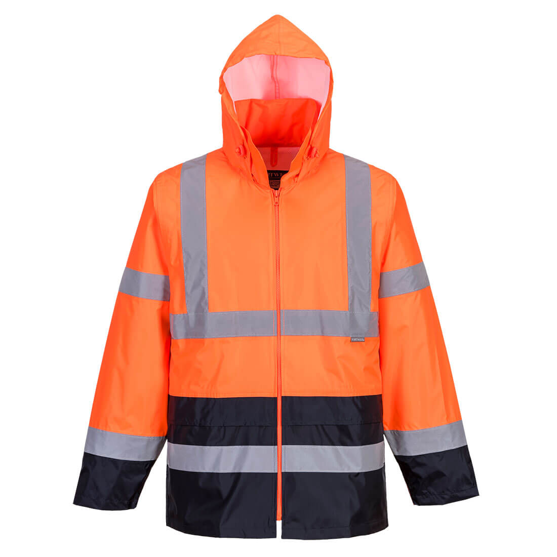 H443 Hi-Vis Contrast Classic Rain Jacket Orange/Navy