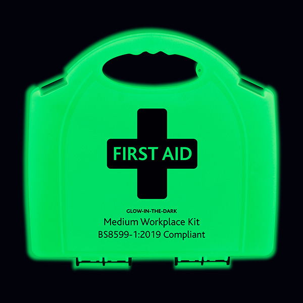 Click Medical Bs8599-1 Small Workplace First Aid Kit Glow In The Dark Box Green