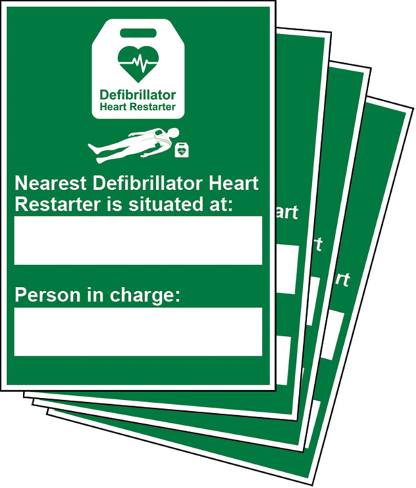 Click Medical Nearest Defibrillator Sign Rigid Plastic Green