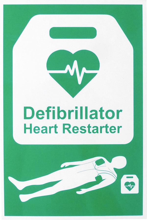 Click Medical External Defibrillation Sign Rigid Plastic Green