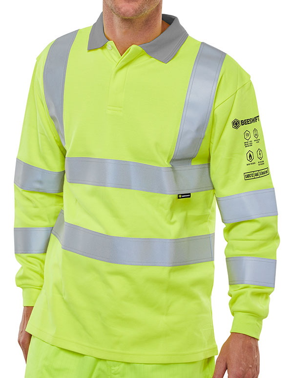 Beeswift Arc Compliant Hi-Vis Anti-Static Polo Shirt Saturn Yellow Beeswift Arc Compliant Hi-Vis Anti-Static Polo Shirt Saturn Yellow