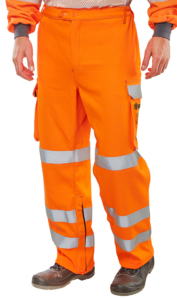 Beeswift Arc Compliant Hi-Vis Rail Spec Trousers Orange