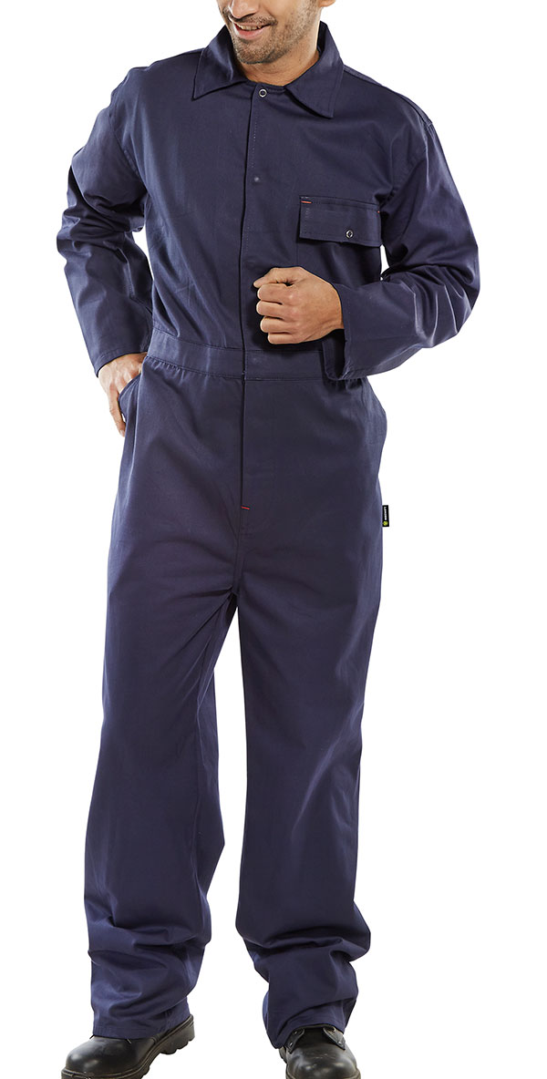 Beeswift Cotton Drill Boilersuit Navy Blue