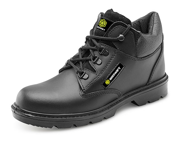 Beeswift Leather Mid Cut Midsole Boot Black