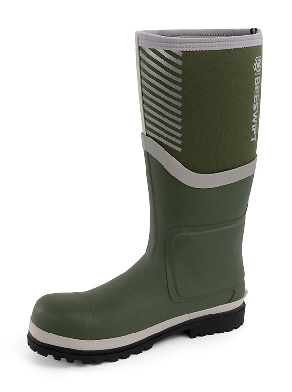Neo Force Neoprene Fully Safety Wellington Green/Silver